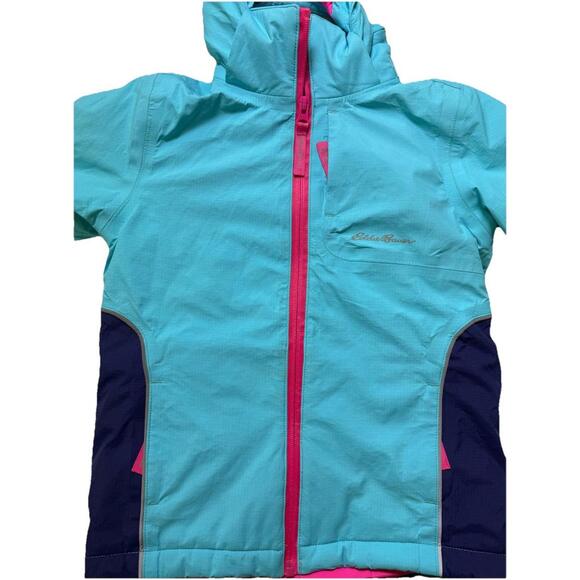 Eddie Bauer Other - Eddie Bauer Kids‎ Ski Jacket- Waterproof Insulated Coat light Blue w/navy/pink